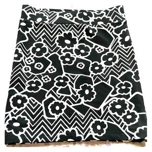 Floral Black and White Mini Skirt